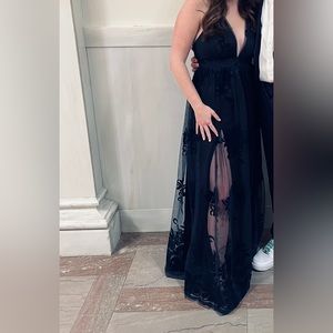 Luxxel Navy Dress with Slit